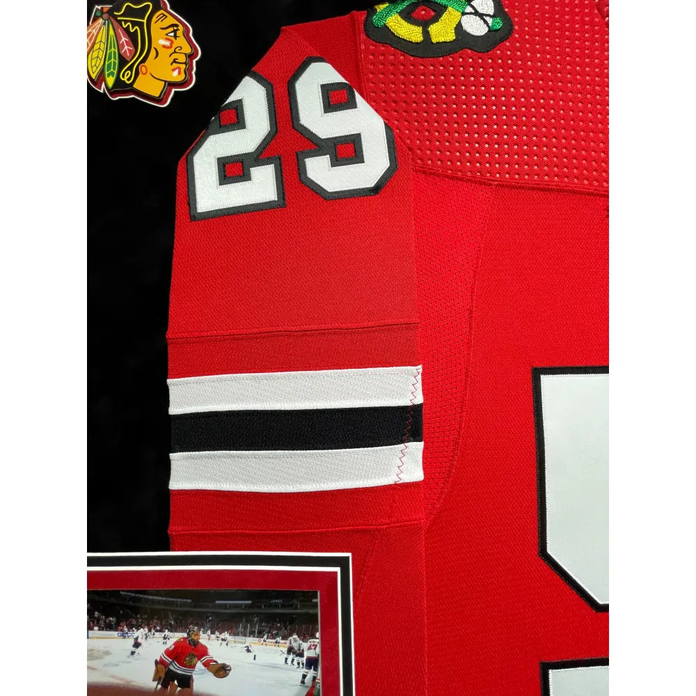 Marc-Andre Fleury Chicago Blackhawks Fanatics Authentic Autographed 16'' x  20'' Red Jersey Making Save Photograph