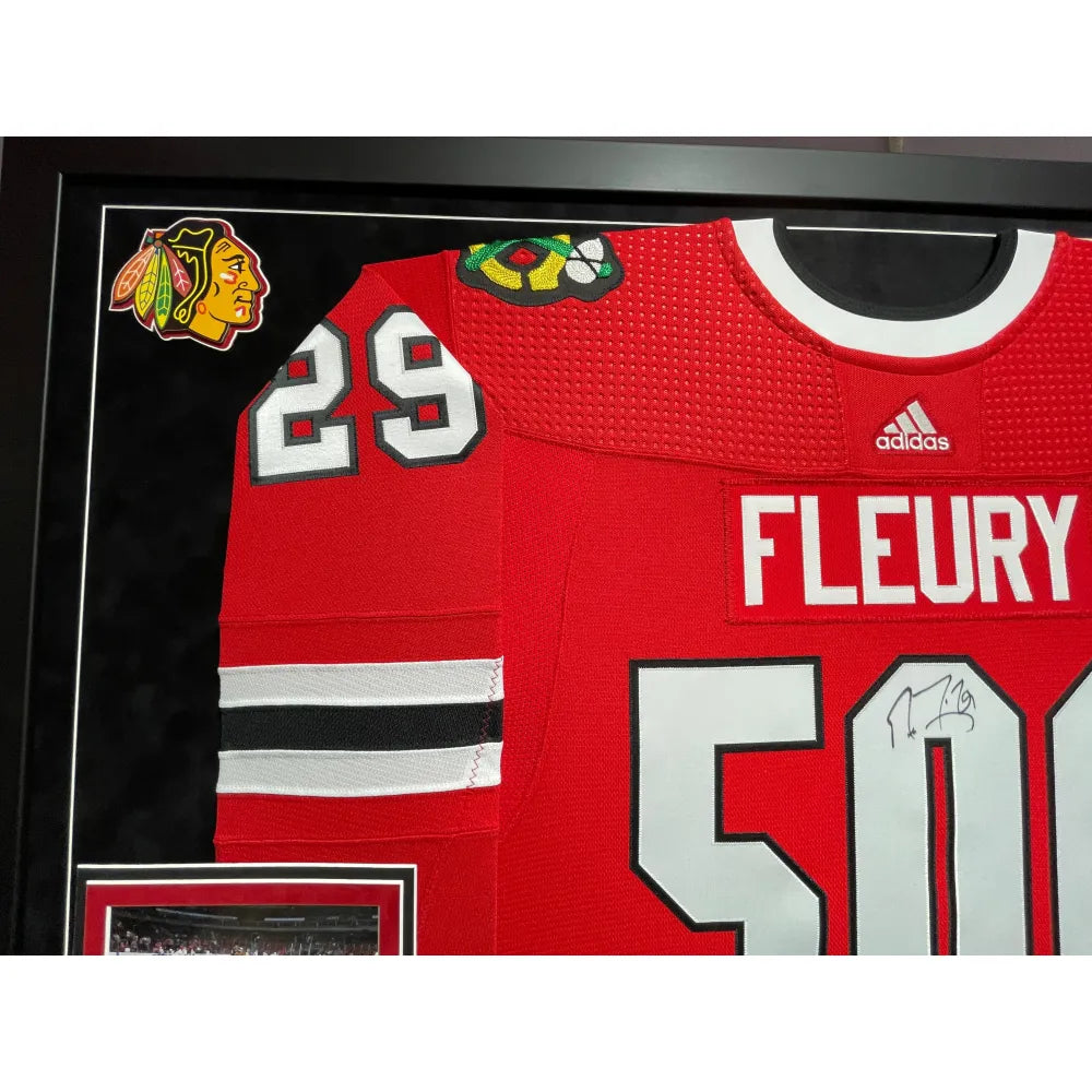 MARC-ANDRE FLEURY Autographed 500th NHL Win Blackhawks Authentic