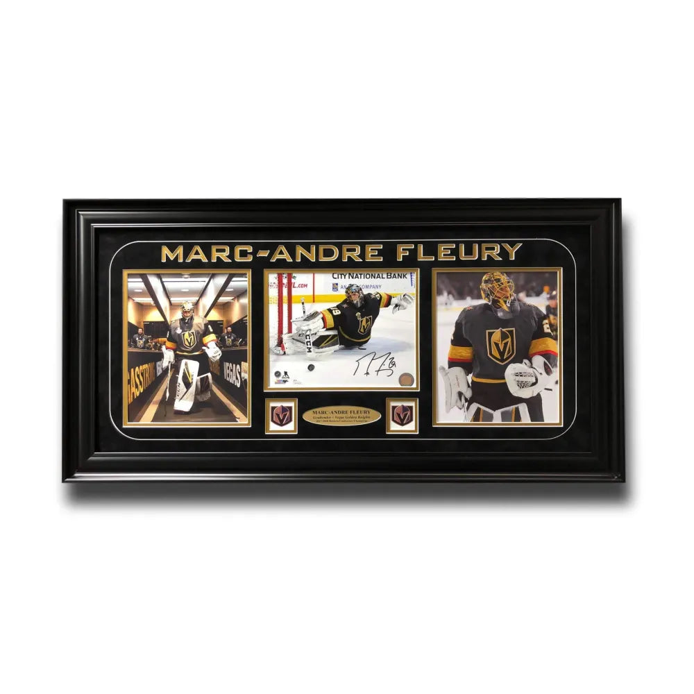 Framed Marc-Andre Fleury Vegas Golden Knights Autographed Gold