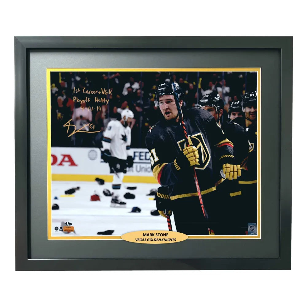 Mark Stone Autographed Framed Vegas Golden Knights 16x20 Photo Inscribed 1st