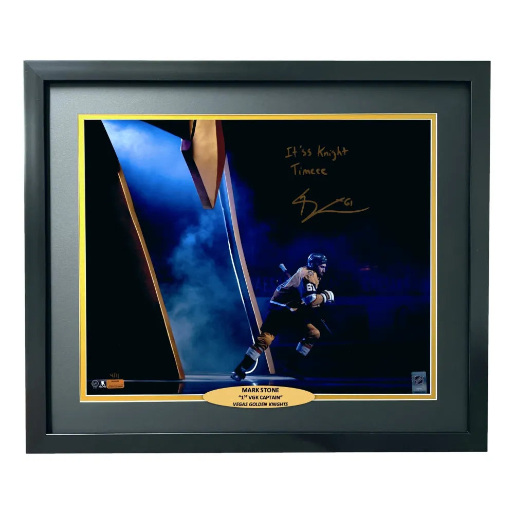 Mark Stone Autographed Framed Vegas Knights 16x20 Photo Inscribed Knight Time