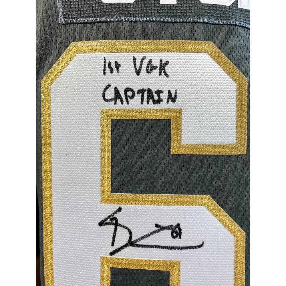 Logan Thompson Autographed Vegas Golden Knights Jersey COA IGM Signed Grey  Home