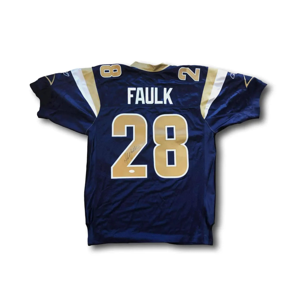 Marshall Faulk Autographed and Framed Blue Rams Jersey
