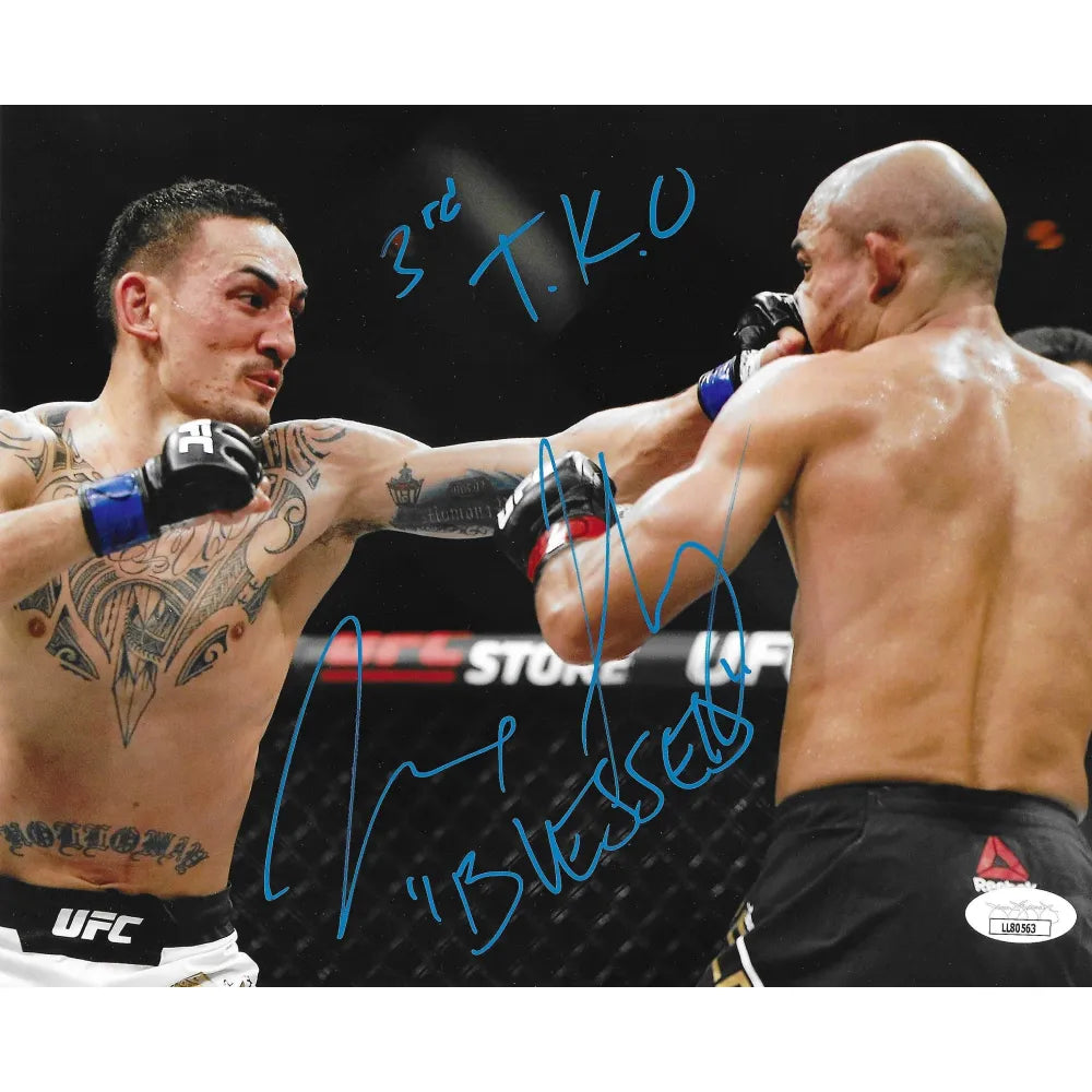 Max Holloway Autographed 8x10 Photo JSA COA UFC MMA Inscribed 3rd TKO Blessed