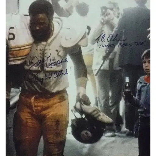 Mean Joe Greene / Tommy Okun Signed Coke Framed 16X20 JSA COA Steelers Autograph
