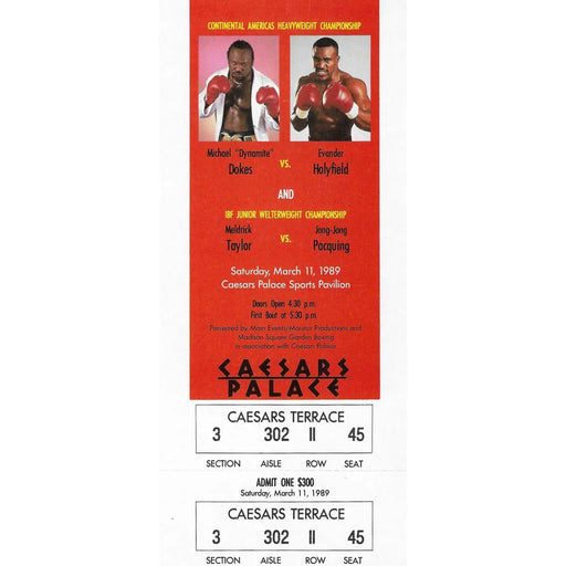 Michael Dokes vs. Evander Holyfield Authentic Fight Ticket 03/11/1989 Caesars LV