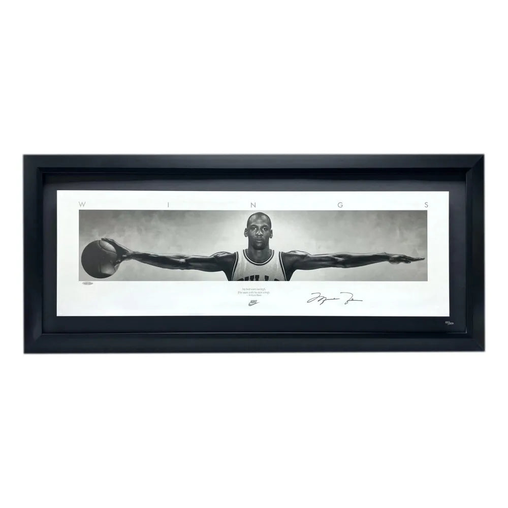 Michael Jordan Autographed Wings Poster Framed Upper Deck UDA COA Signed #D/500