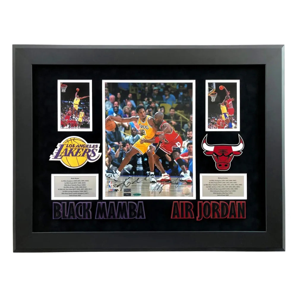 Michael Jordan / Kobe Bryant Dual Signed 11x14 Framed Photo UDA