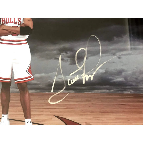 Michael Jordan Pippen Rodman Triple Signed Bulls Photo Framed COA UDA  #D/720 Scottie Dennis
