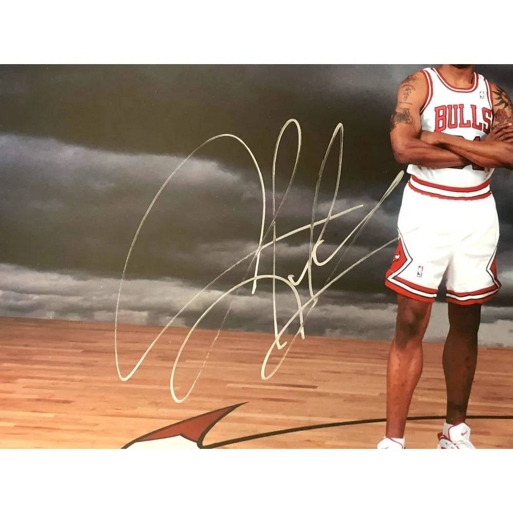 Michael Jordan Pippen Rodman Triple Signed Bulls Photo Framed COA