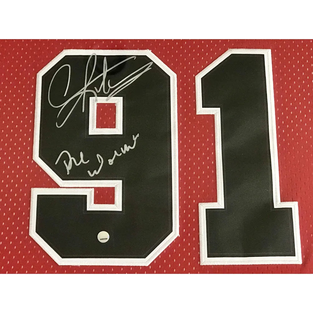 Dennis Rodman Signed Chicago Bulls 36 x 39 Framed Black Jersey (JSA –  Super Sports Center