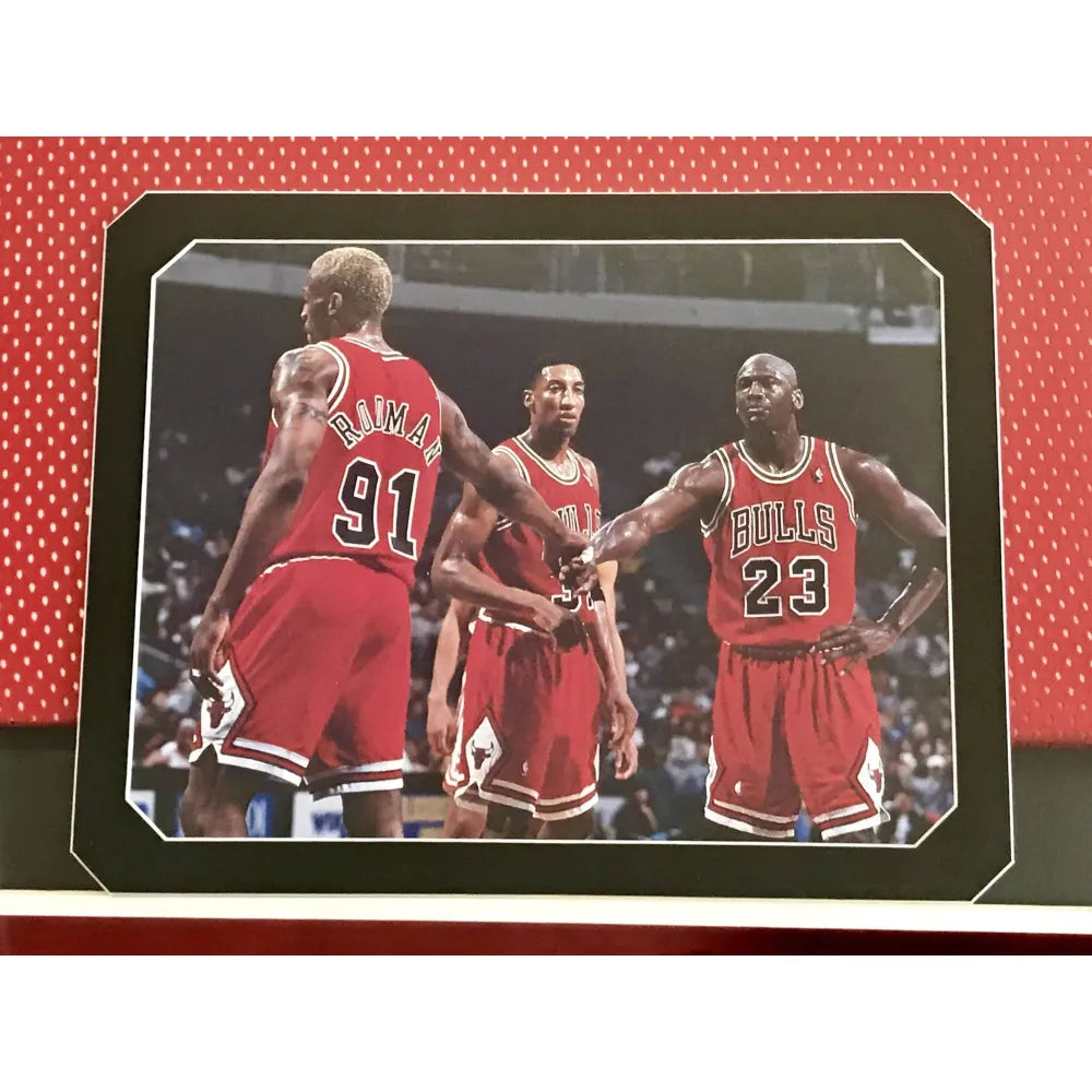 Scottie Pippen Autographed and Framed Red Bulls Jersey Auto PSA Certified  (24x30)