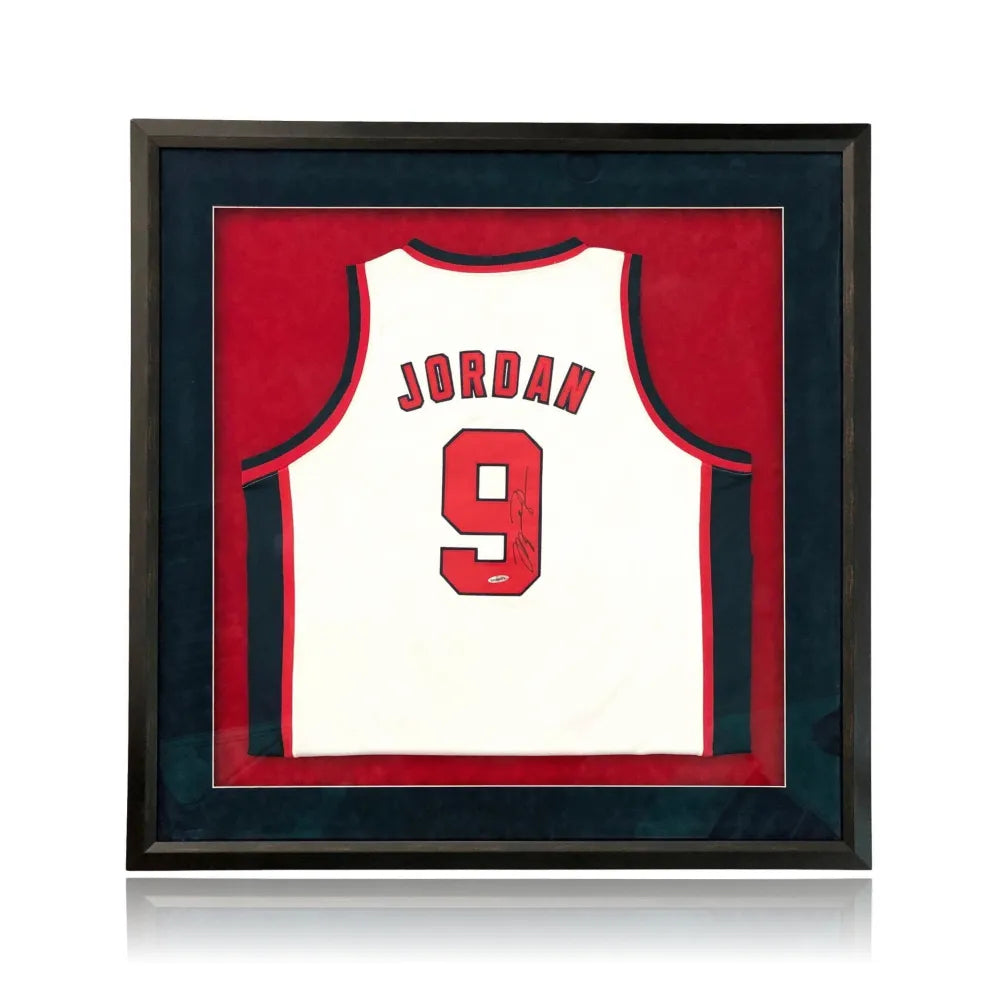 Michael Jordan Autographed & Framed Red Chicago Bulls Jersey Auto Upper  Deck COA