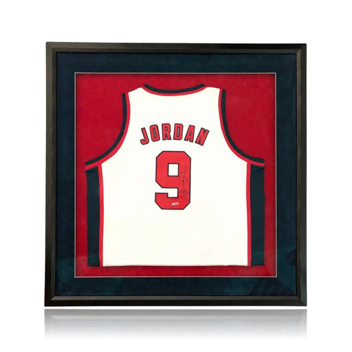 Michael Jordan Signed Framed 1992 USA Dream Team Jersey UDA COA Autograph Upper