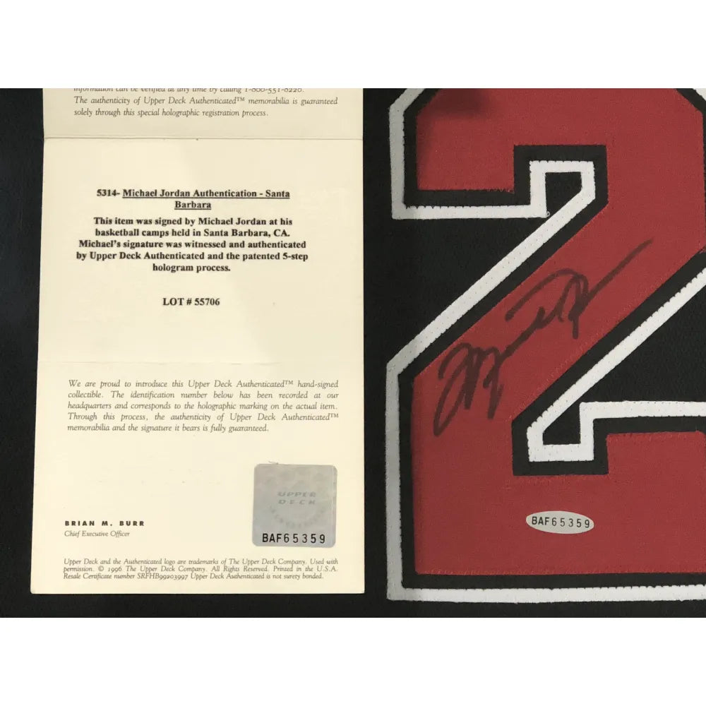Michael Jordan Chicago Bulls Autographed Black Nike Jersey with