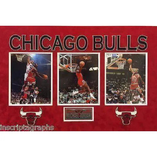 Michael Jordan Triple 8X10 Photo Framed Collage Bulls Unsigned Chicago MJ