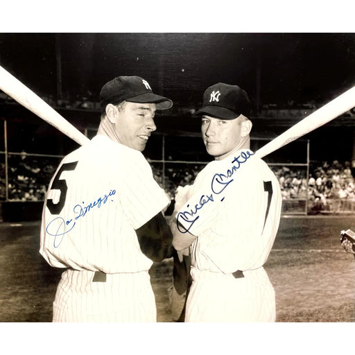 Mickey Mantle Joe DiMaggio Autographed 16x20 Photo Framed JSA COA Signed Yankees