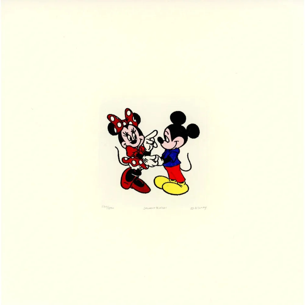 Mickey & Minnie Mouse Sowa Reiser #D/500 Hand Painted Cartoon Etching Art