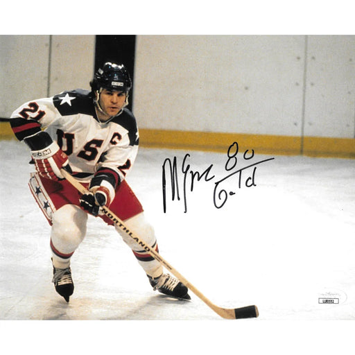 Mike Eruzione Autographed 8x10 Photo JSA COA NHL 1980 Miracle on Ice Signed Gold