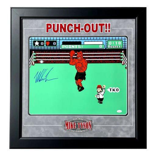 Mike Tyson Autographed Nintendo Punch Out 16x20 Photo Framed Signed JSA NES Game