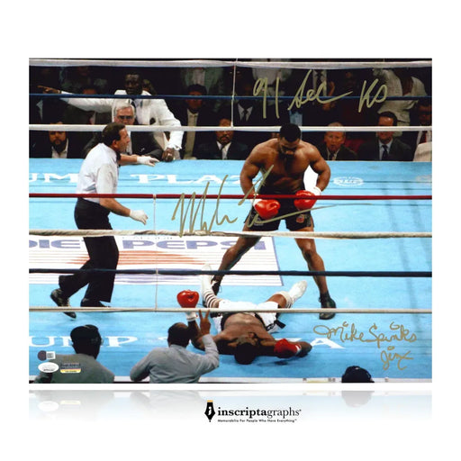 Mike Tyson / Michael Spinks Dual Signed Vs. 16x20 Photo *91 Second KO* #D/20