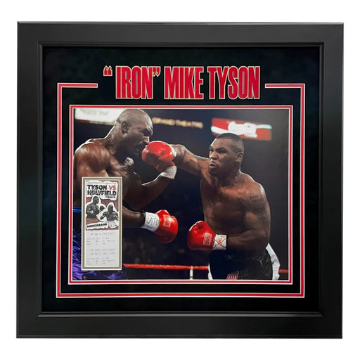 Mike Tyson Signed Authentic Ticket vs. Holyfield Framed 16x20 Photo JSA COA Auto