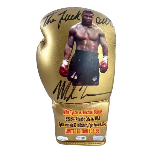 Mike Tyson Signed Vs. Glove *You Got Knocked The F--- Out* vs. Michael Spinks
