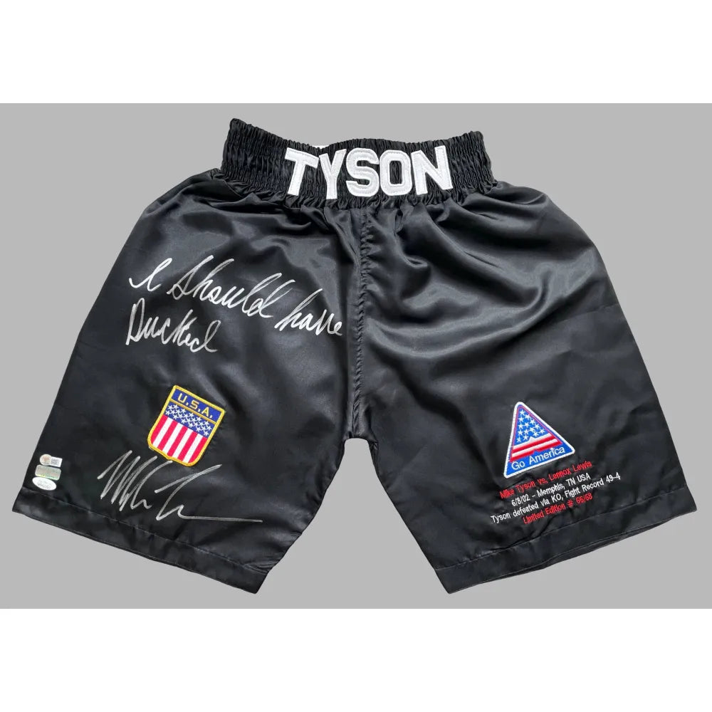 Mike Tyson Signed Vs. Trunks *I Should Have Ducked* vs. Lennox Lewis (#55/58)