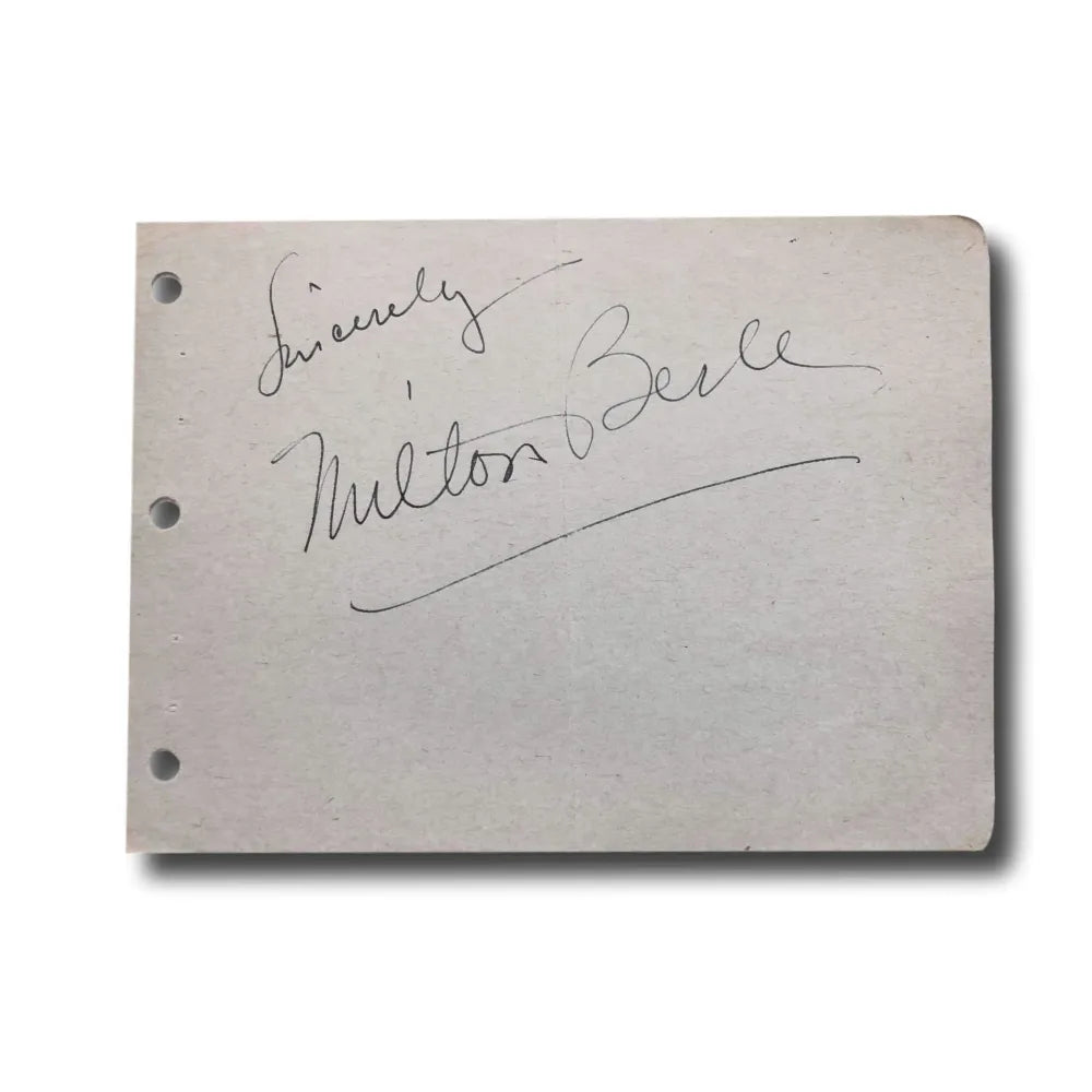 Milton Berle Hand Signed Album Page Cut JSA COA Autograph Tv Host