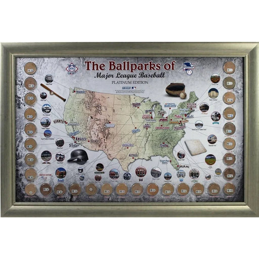 MLB Stadium Game Used Dirt Map *** Platinum Edition #D /50** Collage COA Framed