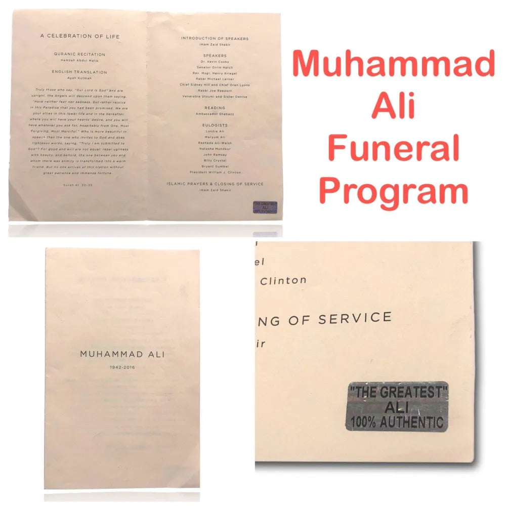 Muhammad Ali Genuine Funeral Pamphlet Program Family COA Authentic Cassius Clay