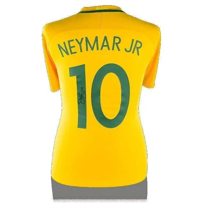 Neymar JR Autographed Brazilian National￼ Soccer Framed Jersey 35x44  Beckett