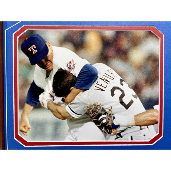 NOLAN RYAN BLOODY LIP TEXAS RANGERS AUTOGRAPHED FRAMED 16 × 20. JSA COA