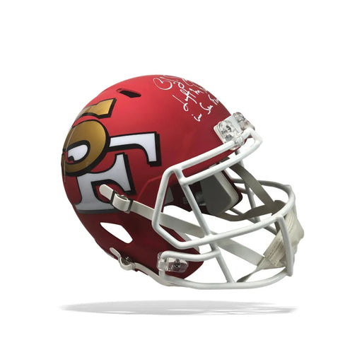 O.J. Simpson Signed Inscribed ’Left Heart SF’ 49ers FS Amp Helmet COA BAS OJ