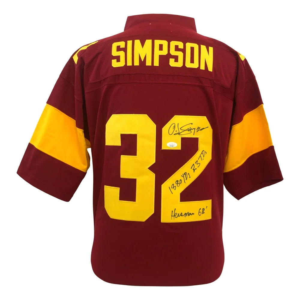 OJ Simpson Heisman 68 Autographed USC Custom Football Jersey - JSA COA