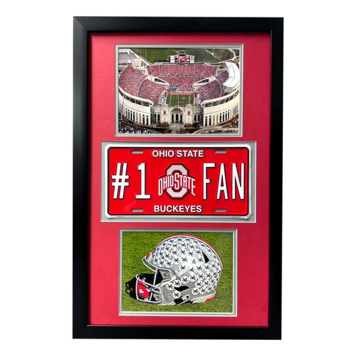 Ohio State Buckeyes Fan License Plate Framed Collage Memorabilia