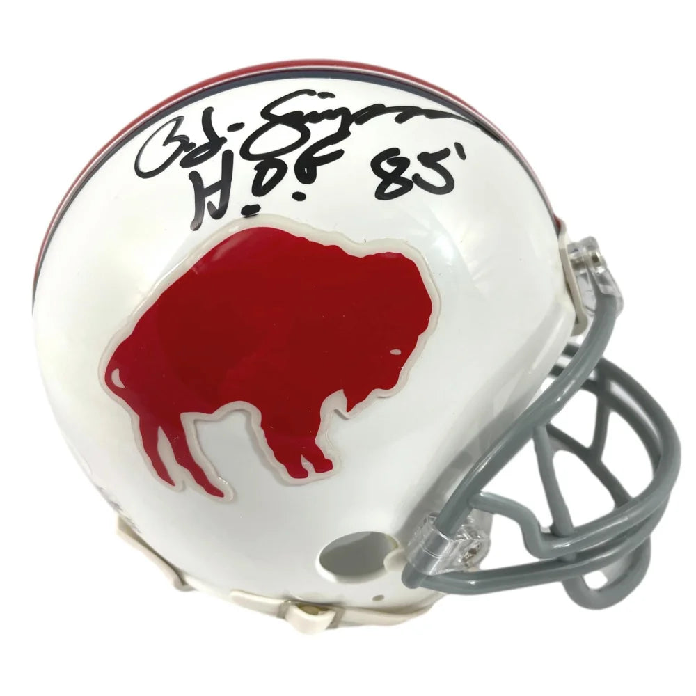 OJ Simpson Signed Inscribed HOF 85 Buffalo Bills Throwback Mini Helmet JSA COA