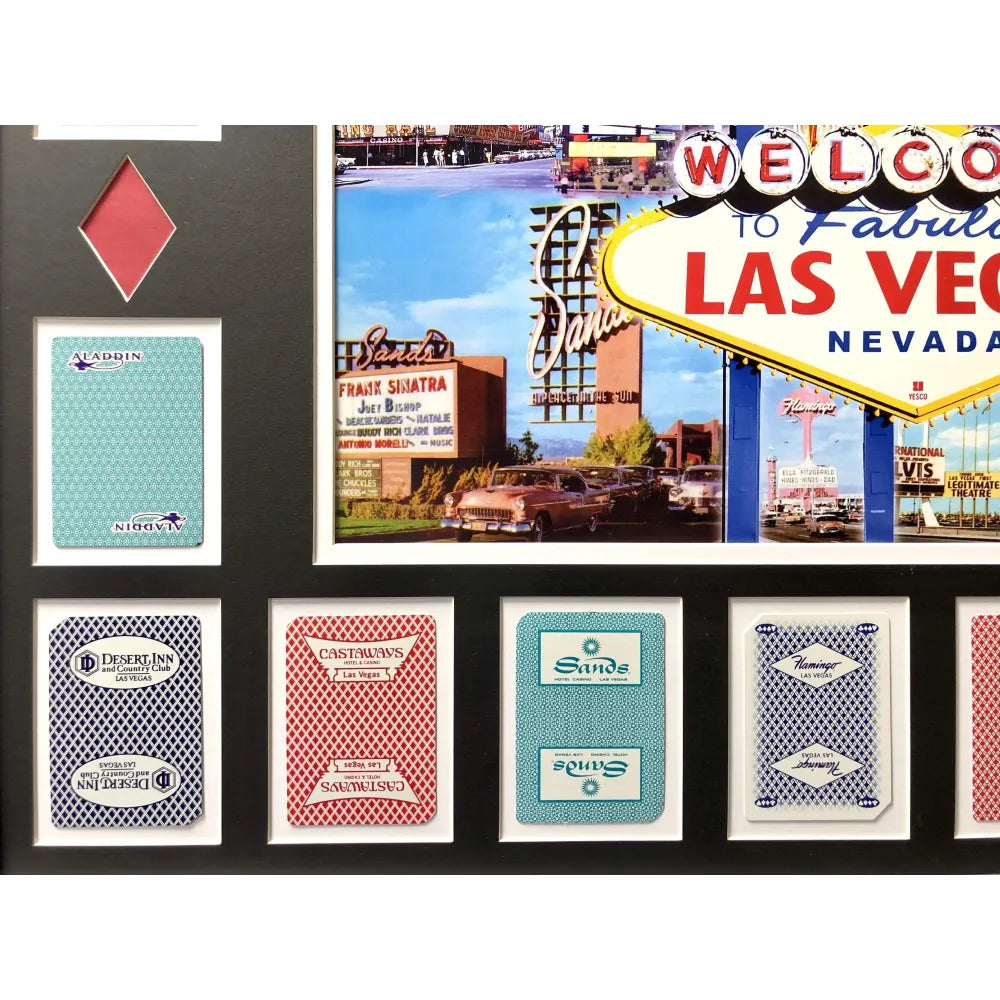Old Las Vegas Hotels Authentic 18 Playing Cards Collage Framed #D/50  Vintage - Inscriptagraphs Memorabilia - Inscriptagraphs Memorabilia