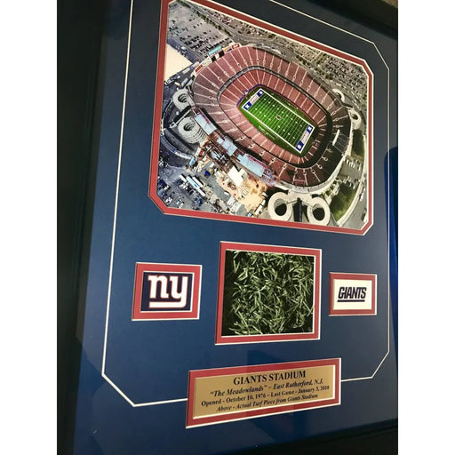Original Giants Stadium Game Used Turf Collage #D/100 NY Frame