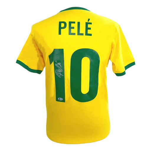 Pele Autographed Brazil CBD Yellow Soccer Jersey BAS Beckett COA Signed Futbol