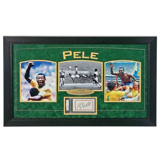 Pele Signed Framed Triple 8X10 Cut PSA/DNA COA Autograph PSA Soccer Brazil