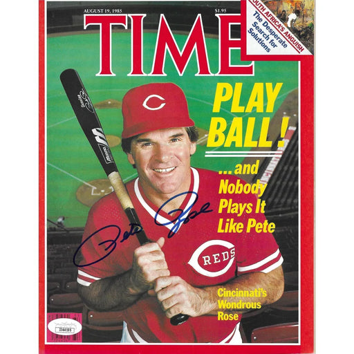 Pete Rose Autographed Time Magazine Reds Charlie Hustle MLB JSA COA Signed