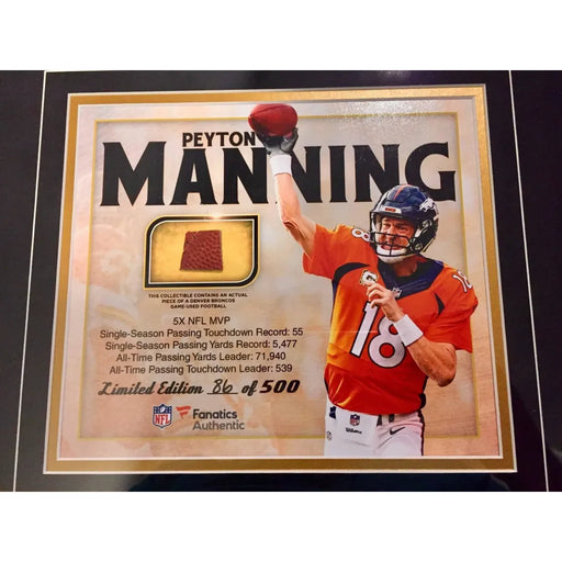 Peyton Manning Colts / Broncos Retirement Framed Game Used Football Collage COA