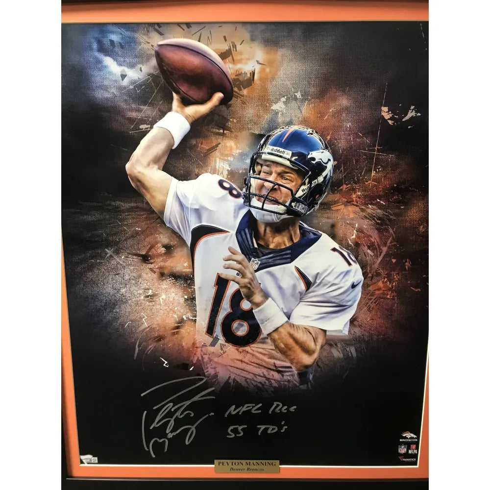 Peyton Manning Autographed Denver Broncos Framed 16X20 Jersey