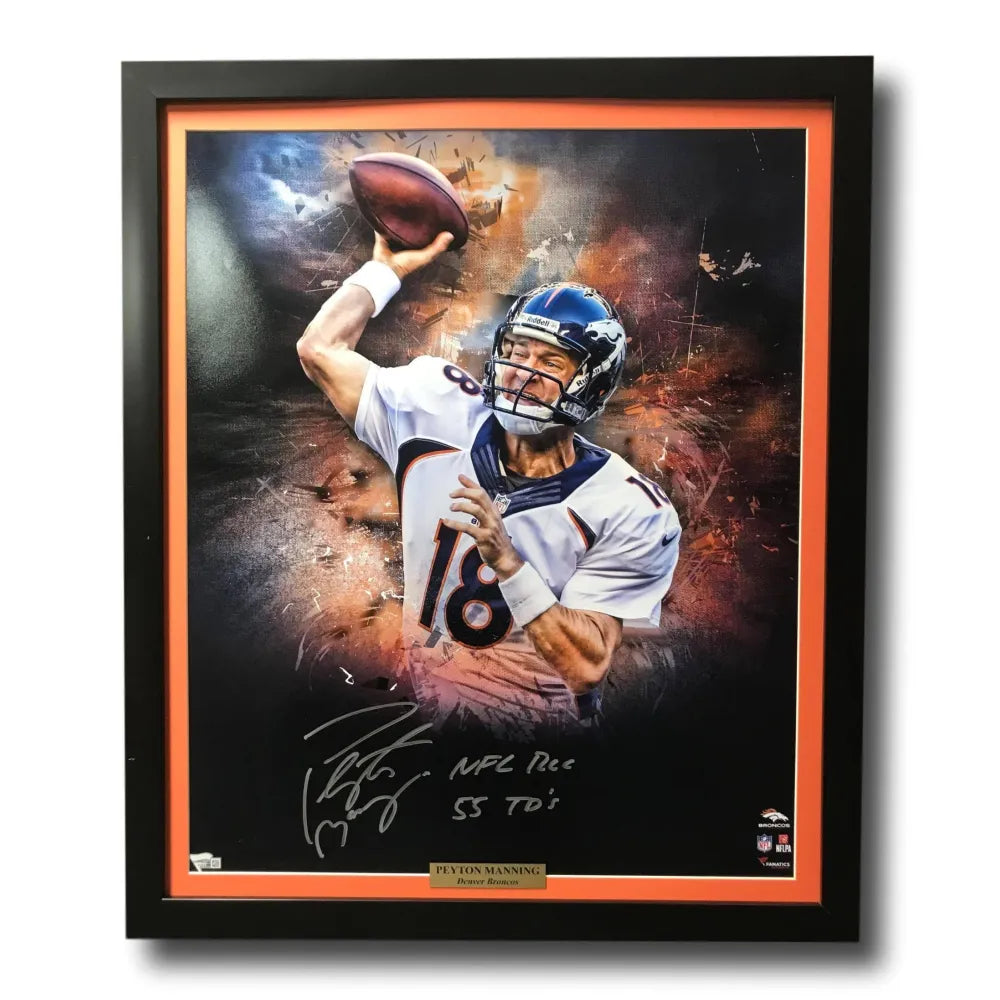 Peyton Manning Signed Broncos 20X24 Framed Photo Inscribed COA