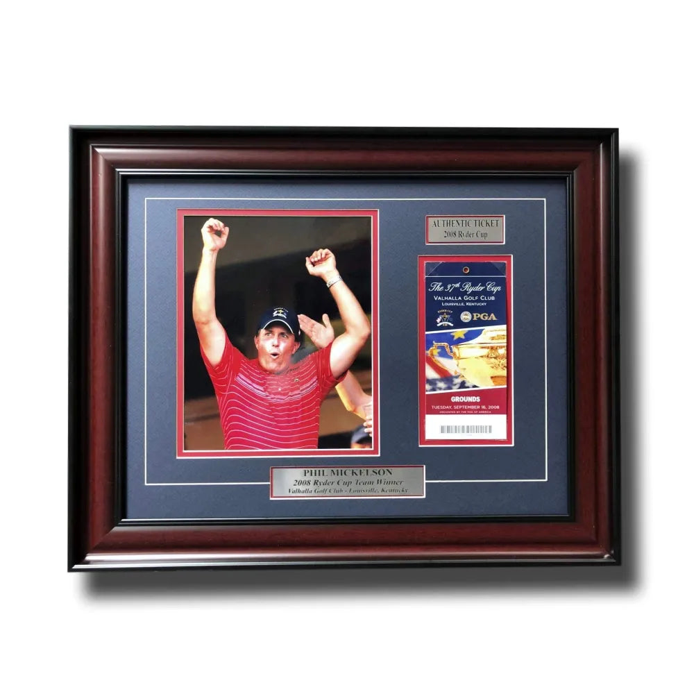 Phil Mickelson Framed Authentic 2008 Ryder Cup Ticket Collage COA Golf PGA Tiger