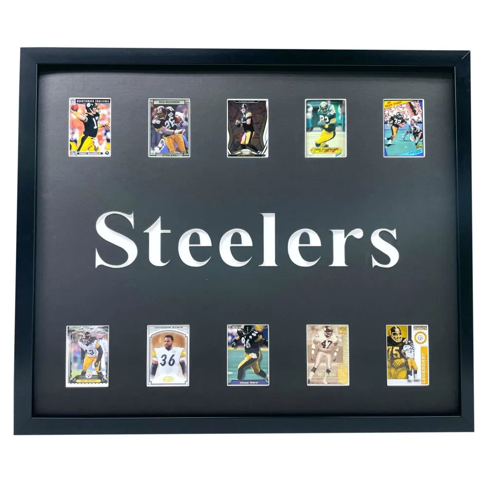 Pittsburgh Steelers Framed 10 Football Card Collage Lot Bradshaw Bettis Ward