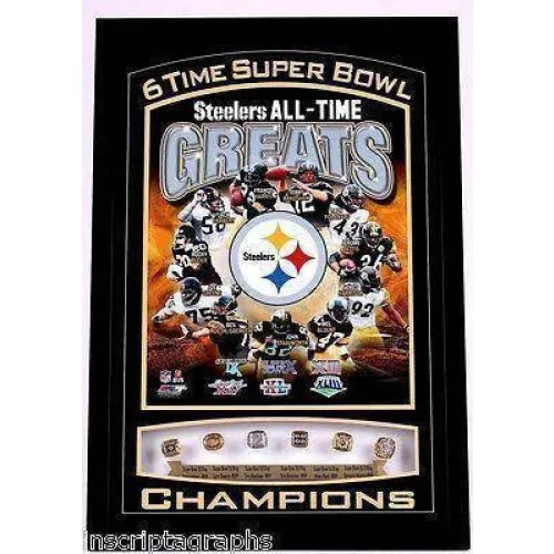 Pittsburgh Steelers Legends Super Bowl Ring Collage Framed 16X20 Bradshaw  Greene - Inscriptagraphs Memorabilia - Inscriptagraphs Memorabilia