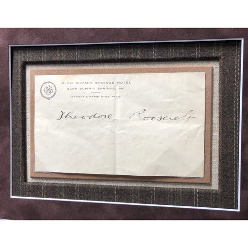President Theodore Roosevelt Signed Envelope Framed Collage JSA Teddy Autograph