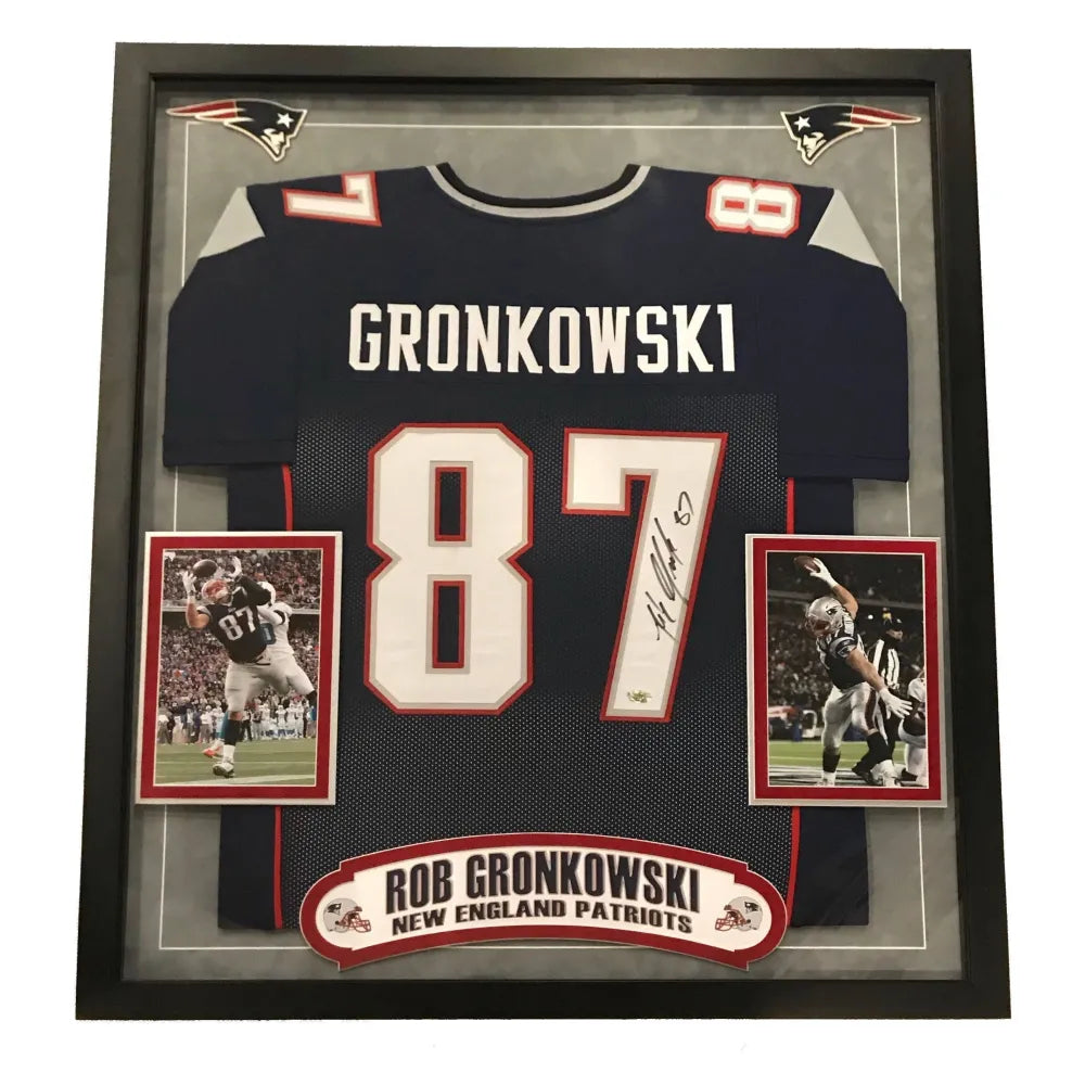 Rob Gronkowski Signed Patriots Framed Jersey COA FOD Autographed